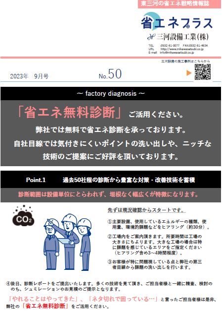 No.50　弊社の「無料診断サービス」
省エネや、環境改善のネタ集めにご活用ください。